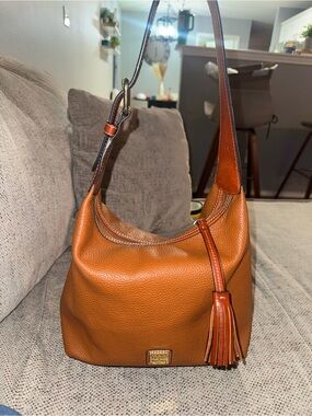 Dooney & Bourke Pebble Leather Shoulder Bag in Cognac Brown